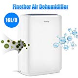 Finether-Deshumidificador Digital, Secador Purificador de Aire, 16L/Día con Pantalla LCD (Portátil, Silencioso, Bajo Consumo de Electricidad, Ideal para Casa, Baño, Cocina) Blanco