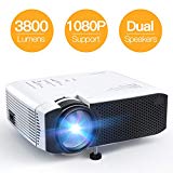 Proyector, APEMAN Mini Proyector Portátil en Casa, Soporte HD 1080P, 4500 Lúmenes, Pantalla Grande, Altavoces Duales, 50000 Horas Vida, Compatible con TV Stick, PS4 (Cable HDMI / RCA Incluido)