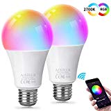 Bombilla LED Inteligente WiFi, AISIRER 10W 1000LM E27 Lámpara, WiFi Bombilla Luces Cálidas/Frías & RGB Funciona con Alexa (Echo, Echo Dot) Google Home, 16 Millones de Colores, Equivalente 90 W, 2 Pack