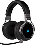 Corsair VIRTUOSO RGB WIRELESS, Auriculares para Juegos de Alta Fidelidad, Envolvente e Inmersivo 7.1, Micrófono Extraíble y Omnidireccional, para PC, PS4, Switch y Móviles, Negro