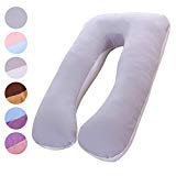 SHANNA Almohada de Embarazo, Almohada Extragrande para Adultos, Almohada Corporal para Maternidad y Sleep Confort, Almohada en Forma de u , con Funda Extraíble y Lavable, 70 x 145 cm Gris+Blanco