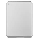 LaCie Mobile Drive, 2 TB, Disco duro externo HDD portátil, USB-C, Thunderbolt 3, para Mac y PC, suscripción de 1 mes a Adobe CC, 2 años Rescue Services, Moon Silver (STHG2000400)