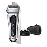 Braun Series 8 Afeitadora Eléctrica Hombre, Máquina de Afeitar Barba con Tecnología Sónica y Cabezal 3en1 Cabezal, Base de Carga, Funda, Recargable, Inalámbrica, 8350 S, Plata