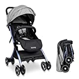 besrey Silla Paseo Bebe Ligera Compacta Cochecito Viaje Avión solo 4,9 kg Carritos de Bebe Plegable 6-36 Meses,Gris