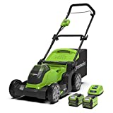 Greenworks G40LM41K2X Cortacésped de Batería para Céspedes de Hasta 500 m², Ancho de Corte 41 cm, Bolsa de 50L MÁS Dos Baterías de 40V 2Ah y Un Cargador, Garantía de 3 Años