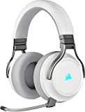 Corsair VIRTUOSO RGB WIRELESS, Auriculares para Juegos de Alta Fidelidad, Envolvente e Inmersivo 7.1, Micrófono Extraíble y Omnidireccional, para PC, PS4, Switch y Móviles, Blanco