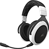 Corsair HS70, Auriculares Inalámbricos para Juegos (Sonido Envolvente 7.1, con Micrófono Desmontable, para PC/PS4), Inalámbrico, Blanco
