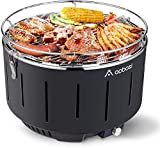 Aobosi Barbacoa Sin Humo Barbacoa de carbón Portátil|Acero Inoxidable Interior Barbacoa Carbón Parrilla con USB&Ventilador de batería y Bolsa para Camping Balcón Jardín Exteriores BBQ 34x34x23cm