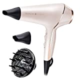 Remington Secador de Pelo PROluxe, Tecnología OPTIHeat, Iónico, Peinados Duraderos y Sin Encrespamiento, 2400 W, Motor AC, Difusor y Concentrador, 3 Temperaturas, 2 Velocidades, AC9140, Color Rosa