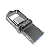 KEXIN Memoria USB 128GB 3.0 Tipo C Pendrive USB Metal Impermeable a Prueba de Golpes Llave Pendrive USB 2 en 1 Memory Stick U Disco OTG Flash para Samsung/Huawei/Macbook Pro PC [Negro]