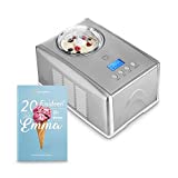 SPRINGLANE Máquina para hacer helados caseros EMMA, Ice cream maker, Heladera con compresor 1,5 l, recipiente extraíble y pantalla LCD + Libro de recetas