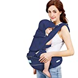 Windsleeping Porta bebe Ergonómico con Asiento,Mochila Porta Bebé Puro algodón Ligero apto para bebés, niños pequeños y recién nacidos– azul oscuro