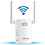 NETVIP WiFi Repetidor de Red WiFi Amplificador 300Mbps Booster Mini Extensor de Rango Inalámbrico Modo Punto de Acceso/Repetidor(Dos Antenas, Fácil de Usar) Compatible con Enrutador Inalámbrico