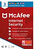 McAfee Internet Security 2022 | 3 dispositivos | Antivirus y software de seguridad en Internet | Windows/Mac/Android/iOS | Suscripción de 1 año | Por correo postal