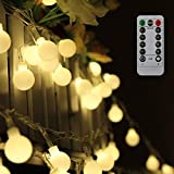 Tomshine Guirnalda de Luces Exterior 10m 80 LEDS Cadena de luces de IP44 impermeable con 8 Modos Iluminación y Control Remoto para Jardines,Jardines,Boda,Navidad (Blanco Cálido)