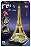 Ravensburger - 3D Puzzle Tour Eiffel Night Edition con Luces, 216 Piezas, 8+ Años