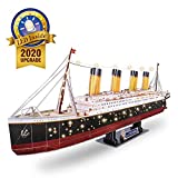 CubicFun Puzzle 3D Titanic LED Maquetas Barco para Construir Adultos, 1:305 Realista Titanic Grande Maquetas para Montar Regalo Fabuloso para Adultos y Adolescentes, 266 Piezas