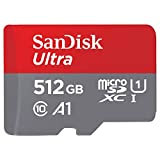 SanDisk Ultra 512 GB microSDXC Memory Card + SD Adapter with A1 App Performance Up to 100 MB/s, Class 10, U1, Red/Grey