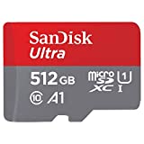 SanDisk Ultra 512 GB microSDXC Memory Card + SD Adapter with A1 App Performance Up to 100 MB/s, Class 10, U1, Red/Grey