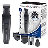 Remington Recortadora de Barba y Cortapelos G2 Graphite Series - Barbero y Máquina de Cortar Pelo Inalámbrico, Revestimiento de Grafito, 5 Accesorios, 40 min Autonomía, Indicador LED Carga - PG2000