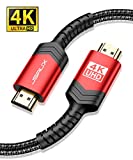 JSAUX Cable HDMI 4K 2 Metros, Cable HDMI 2.0 de Alta Velocidad de 18 Gbps Soporte 3D, Video 4K@60Hz, UHD 2160P, HD1080P, ARC, Apple TV, Playstation PS4 PS3 PC-Rojo 2m