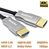 MavisLink - Cable HDMI de fibra óptica (4 K, 60 Hz, HDMI 2.0, 18 Gbps, compatible con ARC HDR HDCP2.2 3D Dolby Vision para Blu-ray/TV Box/HDTV/4K Proyector/Home Theater)