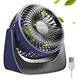 homeasy Mini Ventilador Pequeño Silencioso 360° con 3 Velocidades, Portátil Ventilador USB Silencioso PC con Cable USB Regarcable 1.2m, Ventilador de Mesa para Oficina Hogar Coche (Negro)