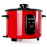 Klarstein Osaka Olla arrocera (400 W, 1 L, Antiadherente, Apagado automático con función de Mantenimiento en Calor, Tapa de Vidrio, Incluye cucharón y Vaso medidor de arroz) - Rojo