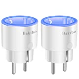 bakibo Enchufe Inteligente Wifi Compatible con Alexa Echo,Google Home, Inalámbrico Smart Mini Zócalo con Luz Nocturna, Control Remoto, Establecer Horario,Programa, Monitor Energía - 2 Pcs