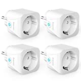 Enchufe Inteligente Wifi, Aoycocr Alexa Enchufes Smart Mini Plug, 16A 3680W, Smart Home Funciona con Amazon Alexa, Echo Dot, Google Assistant, con Control Remoto, no se requiere Hub(4PACK)