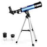 TELMU Telescopio para Niños 50 mm de Apertura y 360 mm de Distancia Focal Telescopio Astronómico Regalo Ideal para Niños de 5 a 10 Años (Incluyendo Trípode y Ocular)