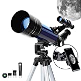 ESSLNB Telescopio 70mm Telescopio Astronomico con Ajustable Trípode Adaptador de Teléfono 3X Barlow Lente y Filtro de Luna