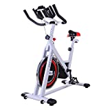 HOMCOM Bicicleta Estática Bicicleta de Fitness Pantalla LCD Asiento y Manillar Ajustable Volante de Inercia de 8kg Resistencia Regulable Carga 100kg 103x53x110-114 cm Acero Blanco