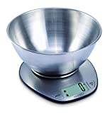 EXZACT Básculas de cocina/ Balanza Electrónica/ Escala Electrónica con Pantalla Grande y con Cuenco de Acero Inoxidable - 5kg/11lb (EX4350)