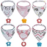 vuminbox Pack de 6 baberos bandana para la dentición 100% algodón orgánico súper absorbente y suave unisex niño niña (Bebé niña 6PC)