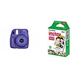 Fujifilm Instax Mini 8 - Cámara instantánea (flash, 1/60 sec) color violeta + 1 paquete de películas fotográficas instantáneas (10 hojas)