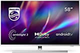 Philips Ambilight 58PUS8505/12 - Televisor Smart TV de 58 Pulgadas (4K UHD, P5 Picture Engine, Dolby Vision, Dolby Atmos, Control de Voz, Android TV), Color Plata Claro (Modelo de 2020/2021)