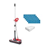 Polti Moppy Rojo Premium -Mopa a vapor sin cable, con extra dotación de paños, para todo tipo de suelos y superficies verticales lavables. Rojo.