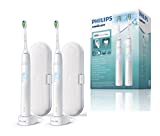 Philips Sonicare ProtectiveClean 4300 HX6809/34 Pack Doble - Cepillo de dientes eléctrico con sensor de presión, 1 modo de limpieza, 2 intensidades y estuche de viaje