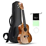 Ukelele de concierto profesional Hricane de 58 cm para ukeleles Koa Ukelele UKK-02-1 Hawaiian Uke Bundle con bolsa de regalo(Lustroso)