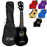 3rd Avenue Ukulele soprano para principiantes de 21 pulgadas de 3rd Avenue, Negro, Funda de transporte