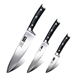 SHAN ZU Juego de Cuchillos de Cocina Profesional, Cucihllo Chef de Acero Inoxidable Alemán, 3 Piezas Set Cuchillo Cocina de 21cm Cuchillo Chef, 15cm Cuchillo Cocinero, 9.5cm Cuchillo Pelador de Fruta