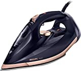 Philips Azur Plancha de Vapor - 3000W, 55 g/min, Golpe de Vapor 250g, Suela SteamGlide Elite, Color Negro/Dorado (GC4909/60)