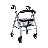 Mobiclinic, Modelo Alhambra, Rollator de 4 ruedas, Andador para minusválidos, mayores, adultos o ancianos, ayuda para caminar, aluminio, ligero, plegable, con asiento y 4 ruedas, gris