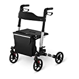 Uniprodo Andador Para Adultos Caminador UNI_ROLL_01 DF (Capacidad De Carga Máxima 136 kg, Ruedas De TPR, Altura Ajustable Entre 81,5 y 94 cm, Negro)