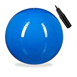 Relaxdays Balón para Ejercicios de Fitness, Pelota de Pilates, Equilibrio, con Bomba de Aire, Diámetro 85 cm, 1 Ud, Azul, Adultos Unisex