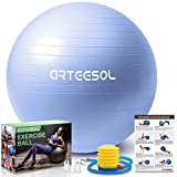 arteesol Balón de Ejercicio Anti-explosión, Pelota de Pilates 45cm/55cm/65cm/75cm/85cm Fitness Yoga Ball Estabilizador de balón de Equilibrio Resistente con Bomba rápida para Core Force