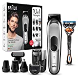 Braun MGK 7220 Recortadora de Barba 10 en 1, Máquina de Cortar Pelo, Depiladora Corporal Hombre, Gris