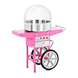 Royal Catering Máquina de Algodón de Azúcar con Carrito, Control Termostato y Rotación, 1200W, color Rosa, 52 cm