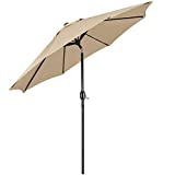 Yaheetech Sombrilla Terraza Anti UV ø 270 x 240 cm Parasol Jardin Inclinable Plegable con Manivela para al Aire Libre Balcón Playa Bronceado